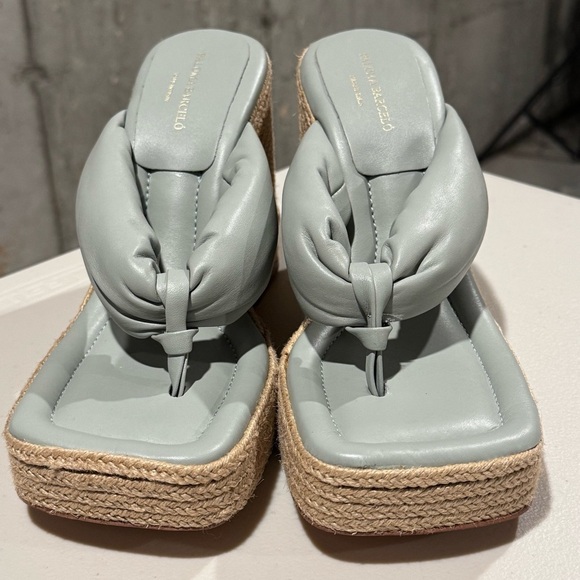 Paloma Barcelo NWOB 39 Tess Slip On Espadrille Platform Wedge Sandals Leather - Picture 1 of 7